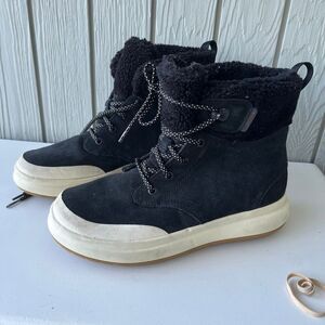 Merrell Marquette Thermo Lace Waterproof Boots 9.5/10 Black Suede Fleece